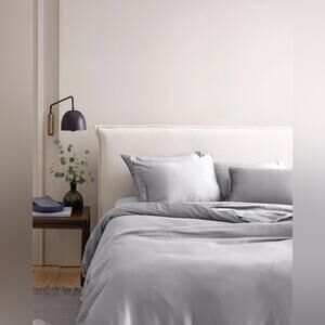 Quince Bamboo Duvet Cover Set Light Grey Size Full/Queen